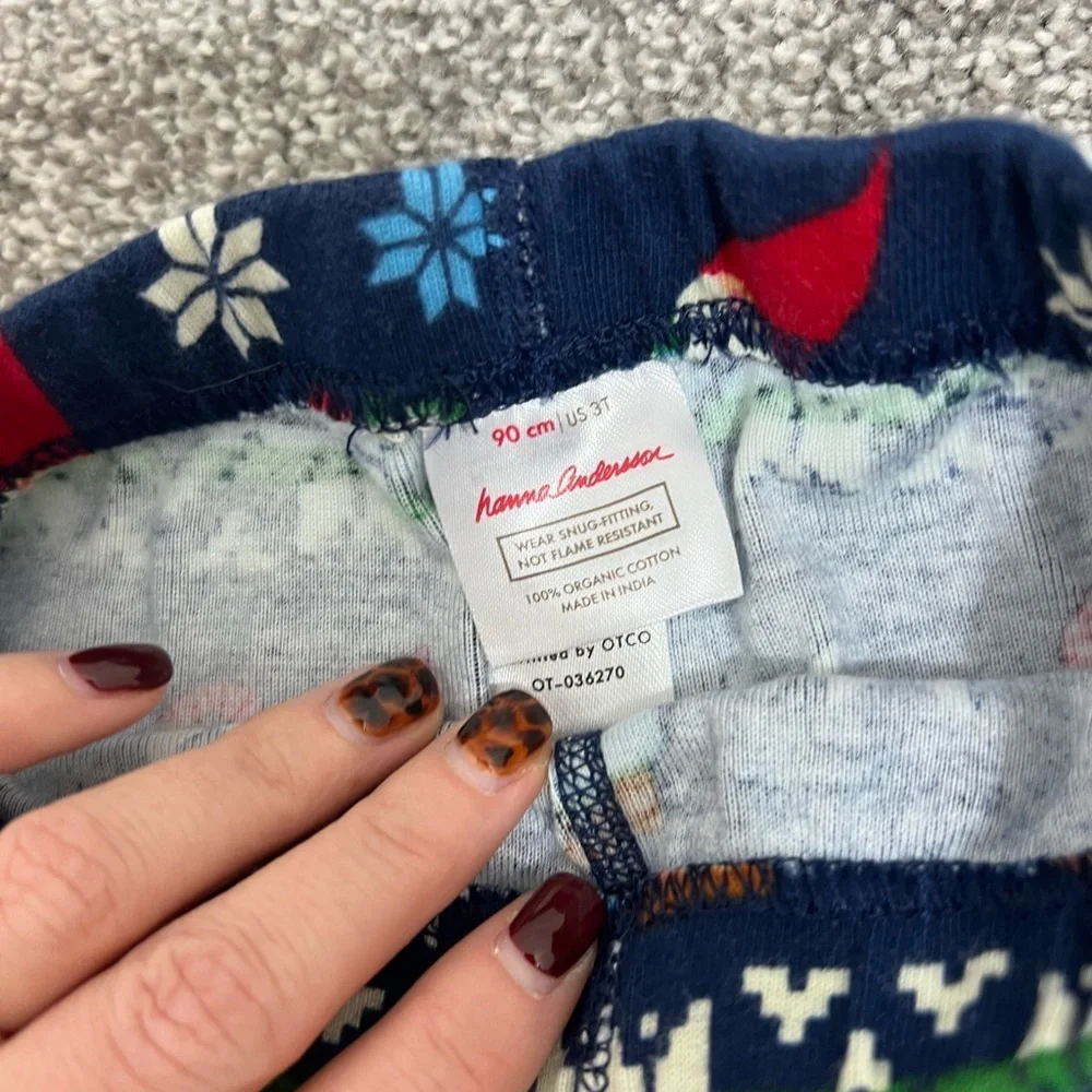 Hanna Andersson Organic Cotton Long John Festive Kids Pajamas NEW  size 3T
